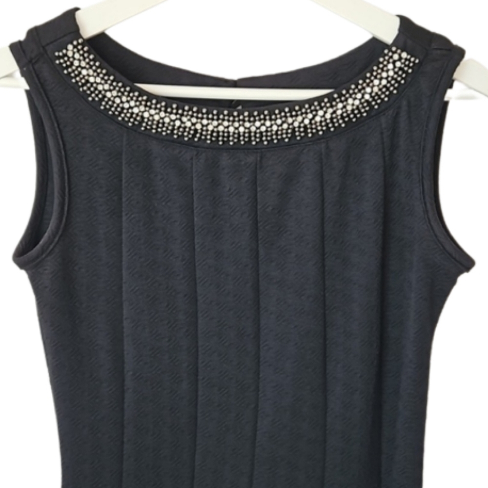 Y2K Metallic Beaded Rhinestone Bling Black Dress Whimsigoth Romantic S - Picture 2 of 5